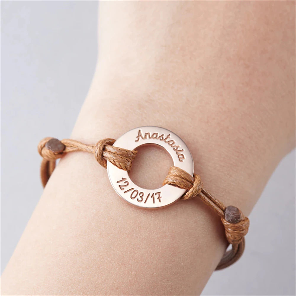 Bracciale Pelle Personalizzato con Cerchio