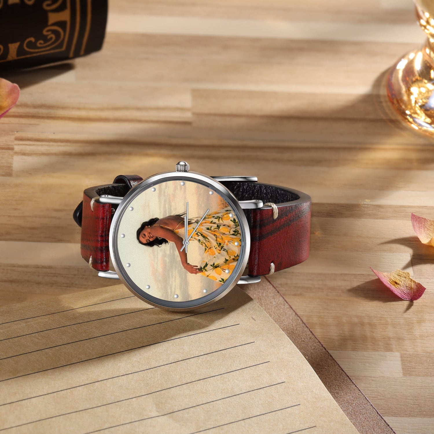 Orologio Personalizzato con Foto con Cinturino in Pelle per Donne