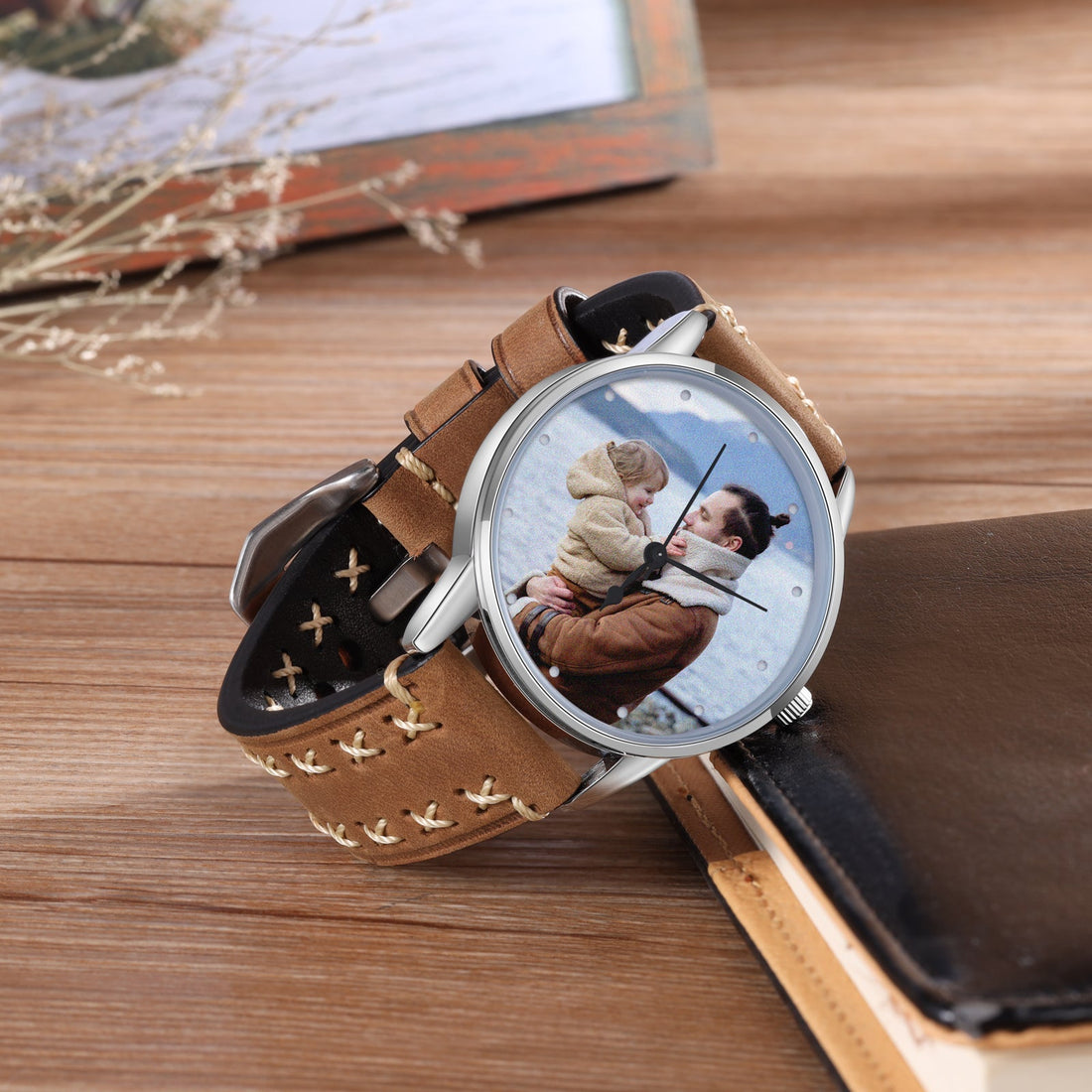 Orologio Personalizzato con Foto e Cinturino in Pelle e Corda