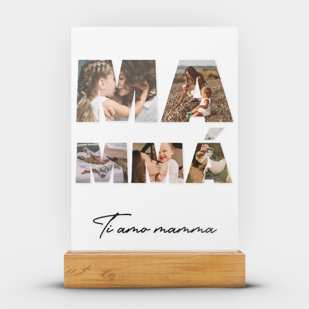 Targa Trasparente Personalizzata con Collage Foto Mamma