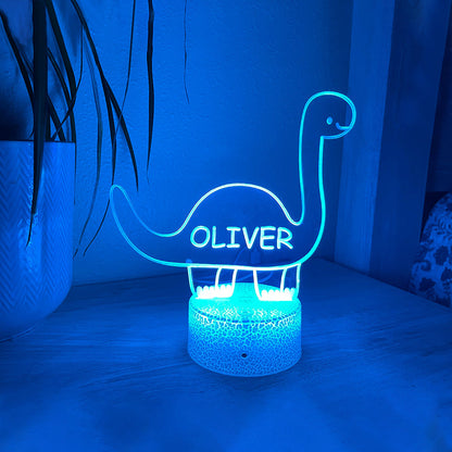 Luce Notturna a LED Personalizzata con Nome a Forma di Dinosauro