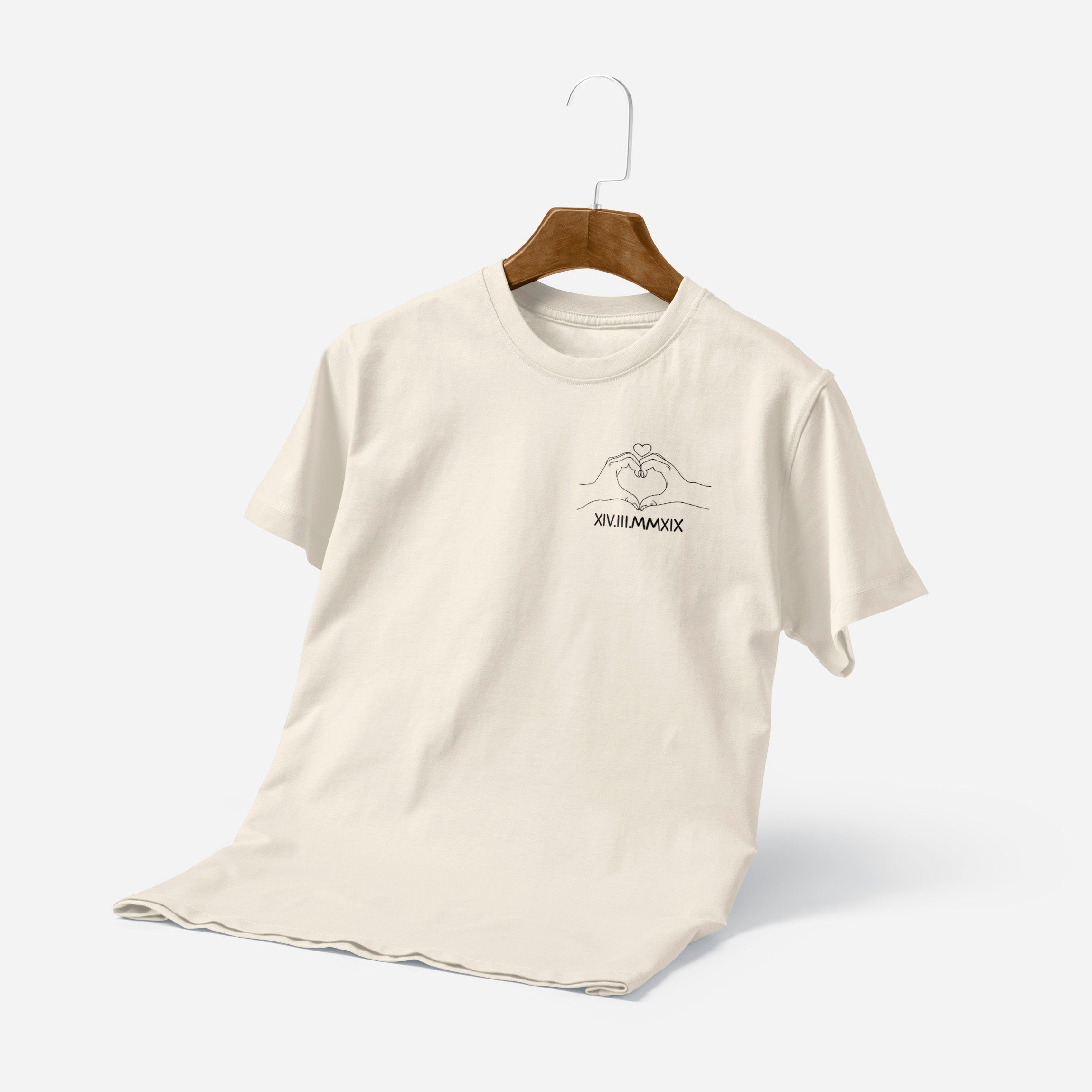 Personalized T-shirt Line Art Fingers Roman Numbers