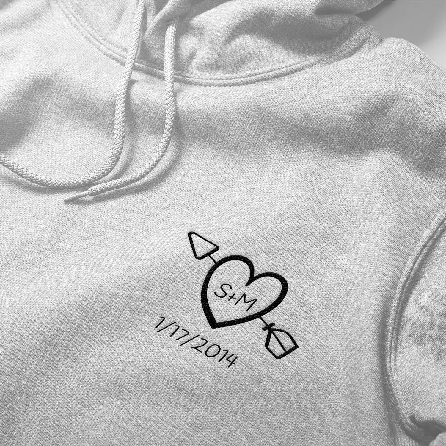 Personalized Hoodie Heart With Initials And Date