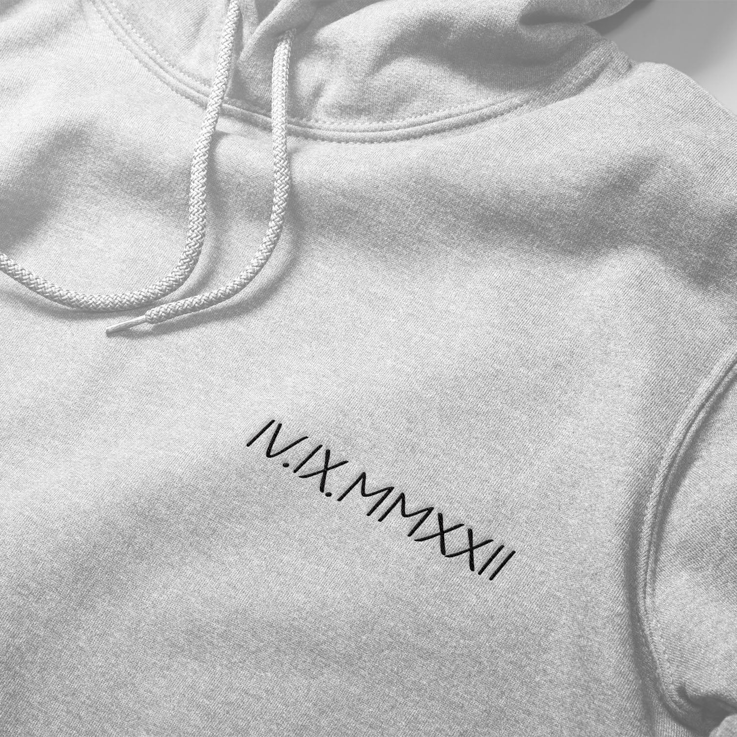 Personalized Hoodie Embroidered With Roman Numbers And Initial