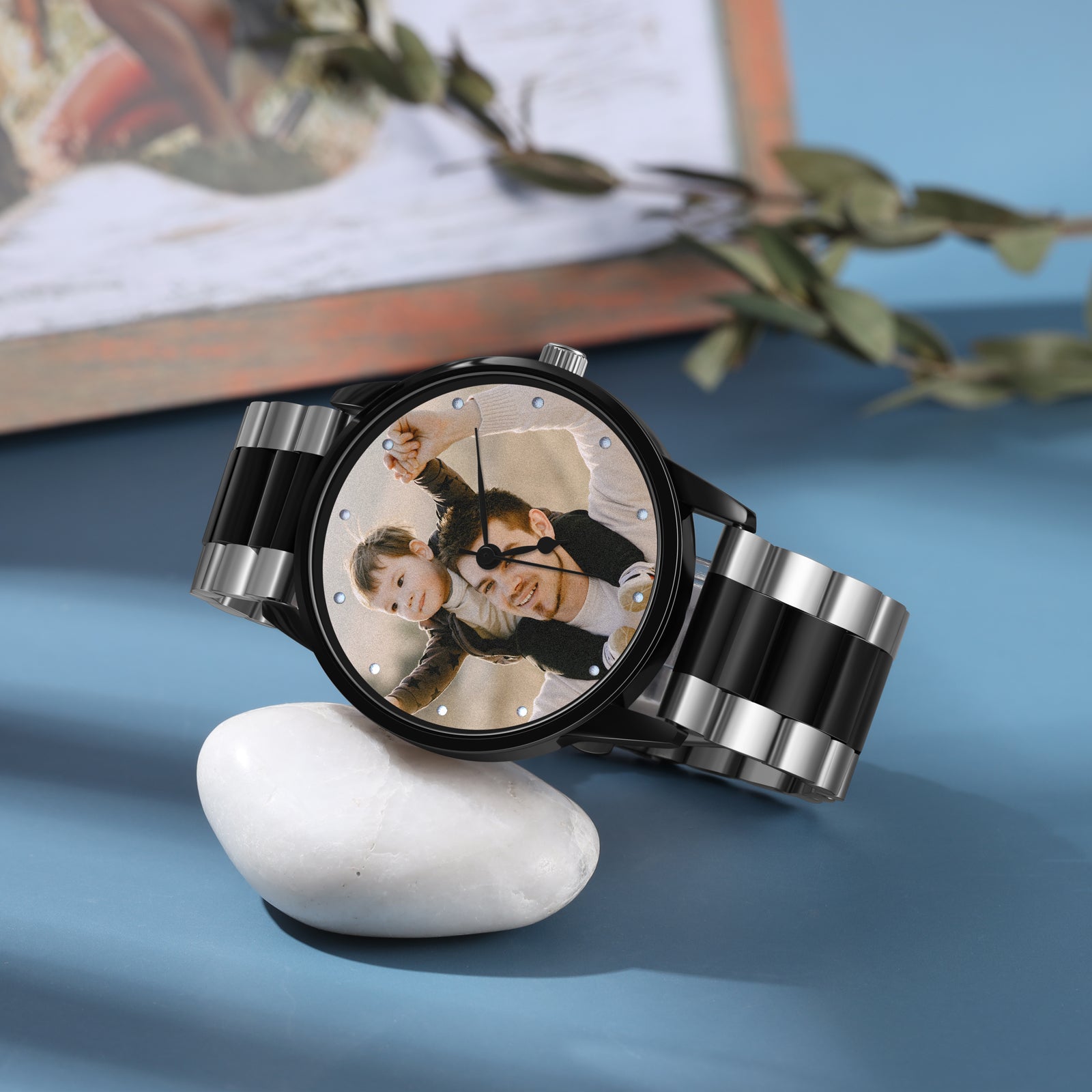 Orologio Personalizzato con Foto per Uomo con Cinturino in Acciaio Inossidabile